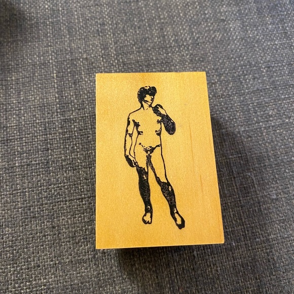RUBBER STAMP Michelangelo DAVID Nude Male Statue - Picture 2 of 5